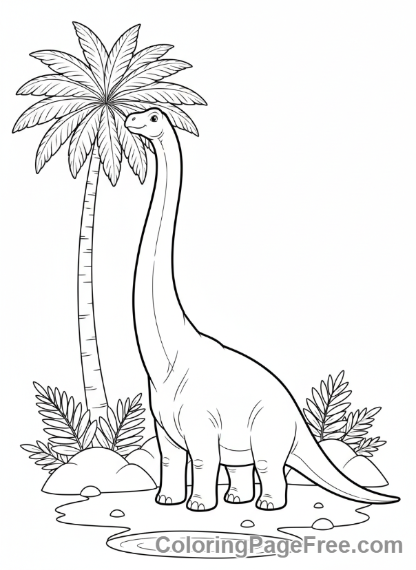 Prehistoric coloring page - Brachiosaurus eating leaves