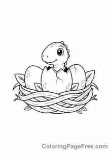 Prehistoric coloring page - Dinosaur eggs hatching