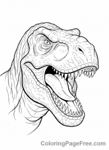Prehistoric coloring page - T-Rex roaring head