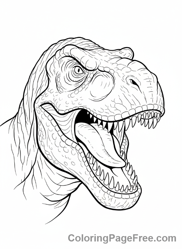 Prehistoric coloring page - T-Rex roaring head