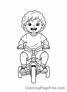 Preschoolers coloring page - Child Riding Tricycle