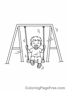 Preschoolers coloring page - Child Swinging High