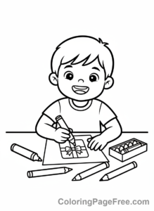 Present coloring page - Child drawing gift