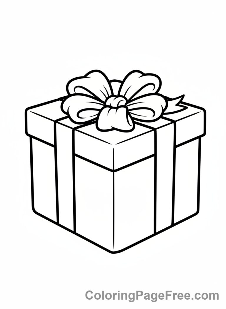 Present coloring page - Gift box simple