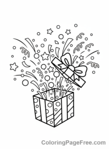 Present coloring page - Present confetti burst