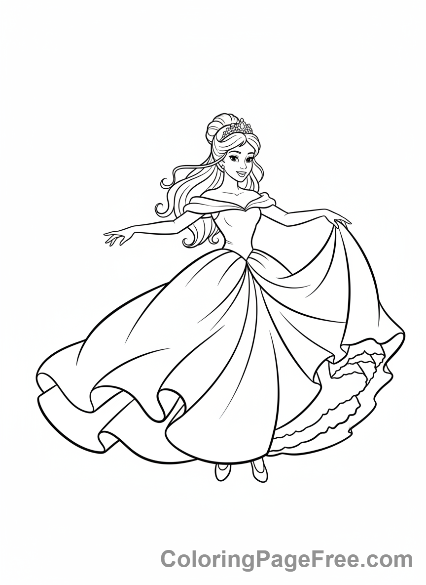 Princess coloring page - Princess dancing full body