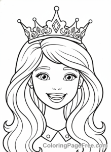 Princess coloring page - Princess smiling close-up