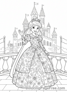 Princess coloring page - Princess waving full body