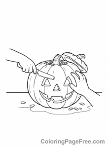 Pumpkin coloring page - Carving a Pumpkin
