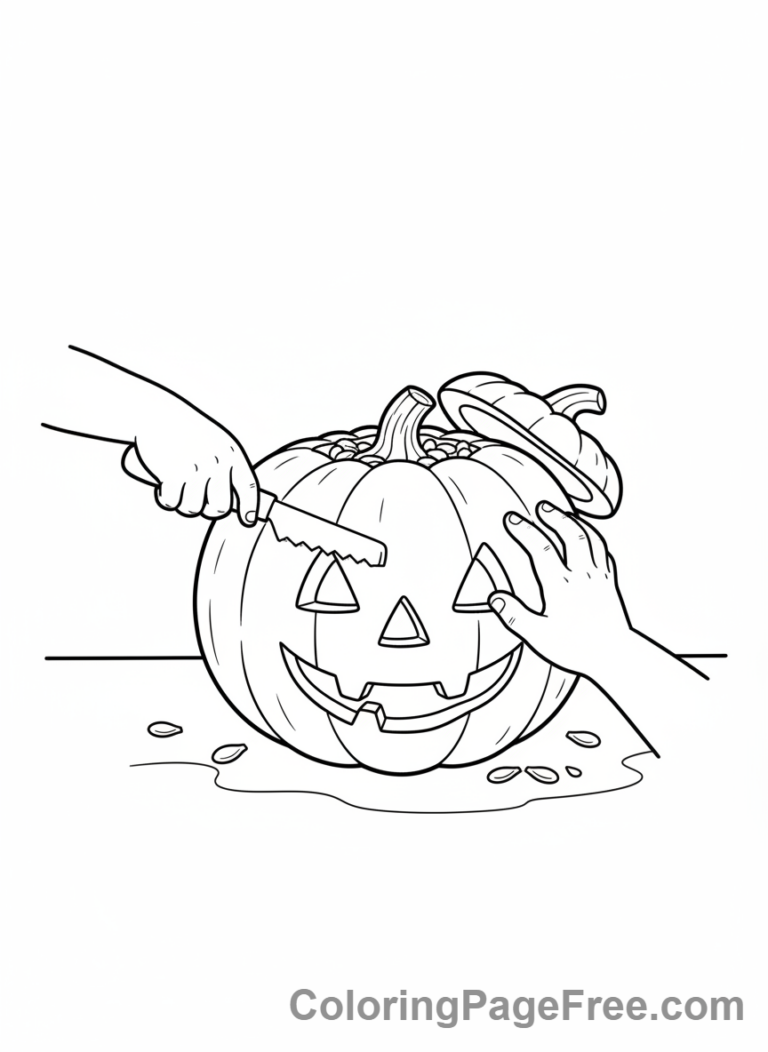 Pumpkin coloring page - Carving a Pumpkin