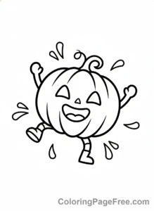 Pumpkin coloring page - Dancing Happy Pumpkin