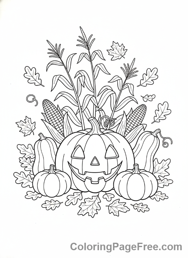Pumpkin Jack O Lantern coloring page - Harvest Jack O Lantern