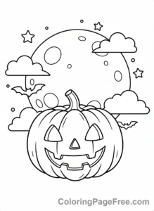 Pumpkin Jack O Lantern coloring page - Moonlight Jack O Lantern