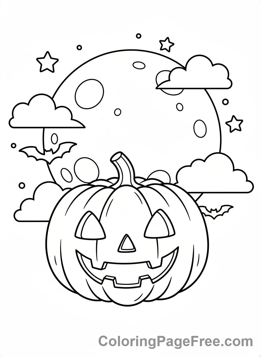 Pumpkin Jack O Lantern coloring page - Moonlight Jack O Lantern
