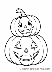 Pumpkin Jack O Lantern coloring page - Stacked Jack O Lanterns