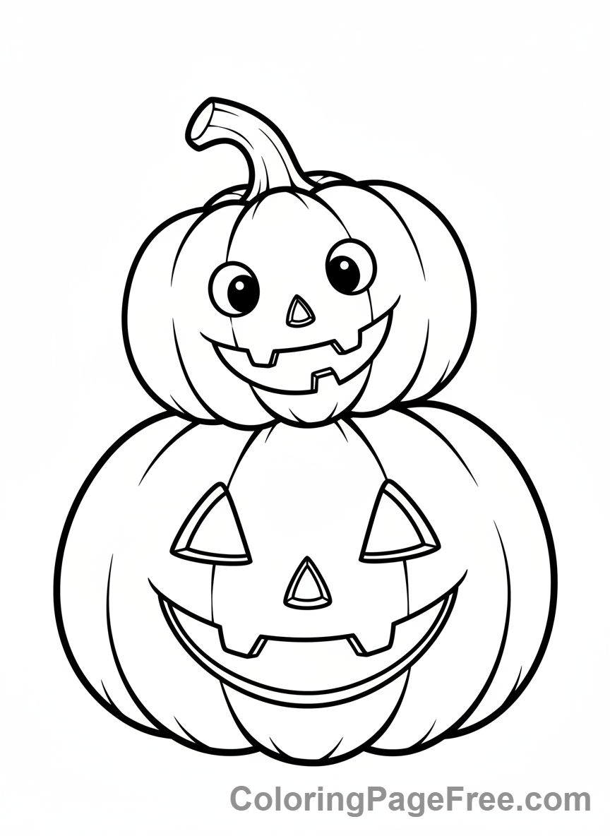 Pumpkin Jack O Lantern coloring page - Stacked Jack O Lanterns