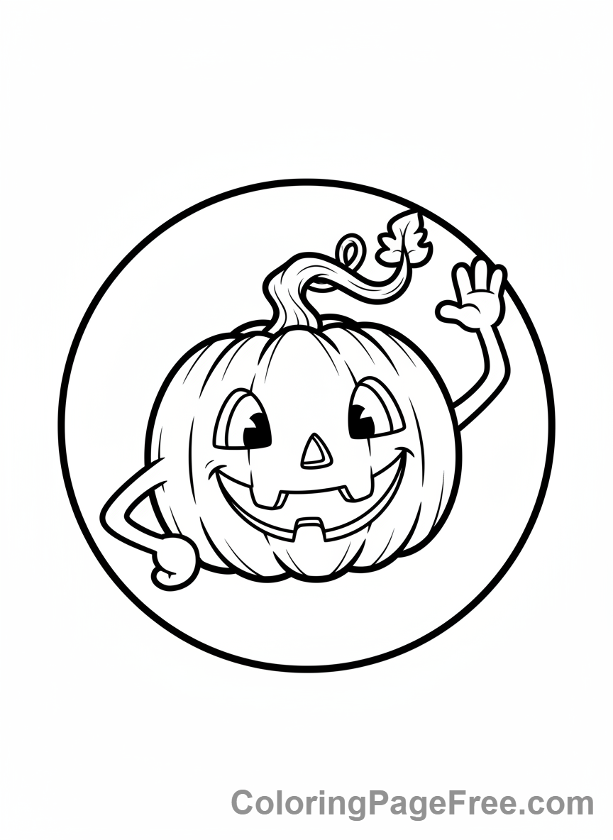 Pumpkin Jack O Lantern coloring page - Waving Jack O Lantern