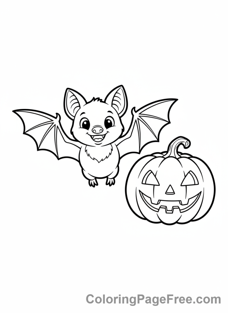 Pumpkin coloring page - Pumpkin and Bat