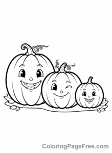 Pumpkin coloring page - Pumpkin Family Group