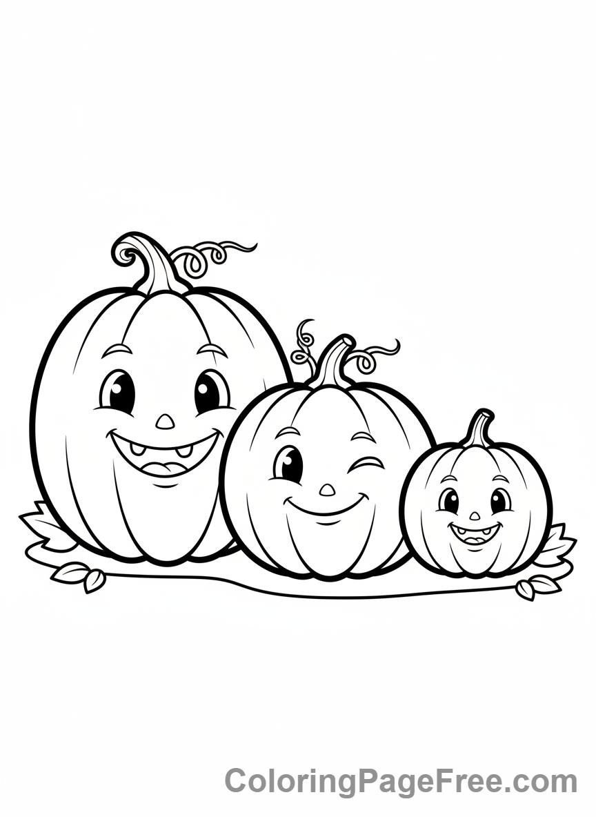Pumpkin coloring page - Pumpkin Family Group