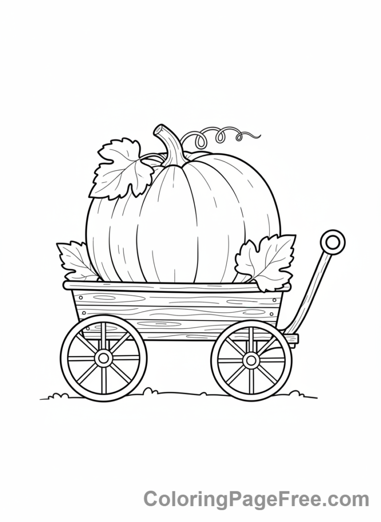 Pumpkin coloring page - Pumpkin in Wagon