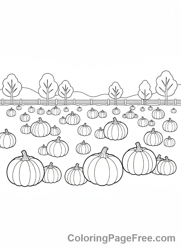 Pumpkin coloring page - Pumpkin Patch Field