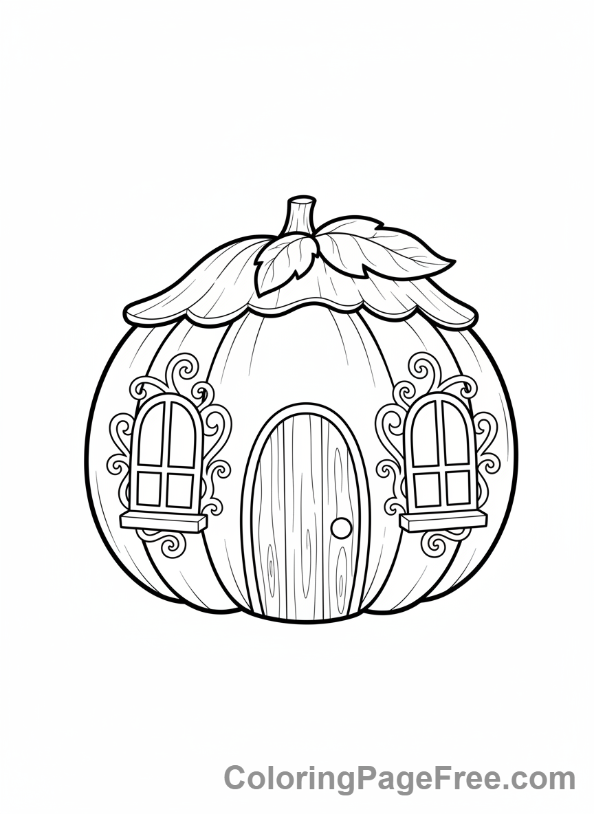 Pumpkin coloring page - Pumpkin Shaped House