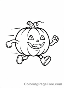 Pumpkin coloring page - Running Pumpkin Action
