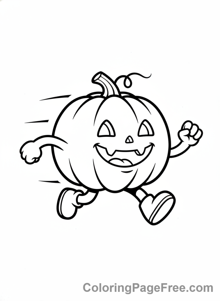 Pumpkin coloring page - Running Pumpkin Action