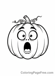 Pumpkin coloring page - Scared Pumpkin Expression