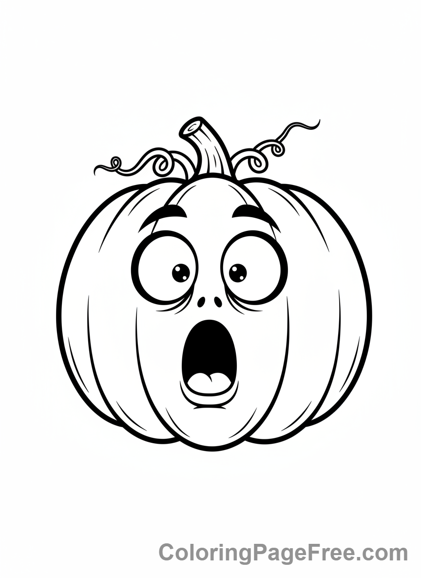Pumpkin coloring page - Scared Pumpkin Expression