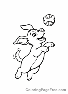 Puppy coloring page - Puppy jumping toy