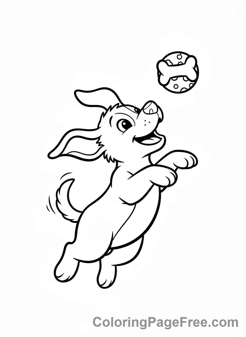 Puppy coloring page - Puppy jumping toy