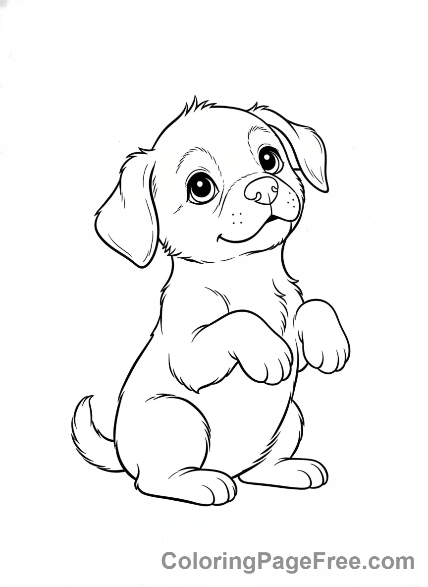 Puppy coloring page - Puppy looking up