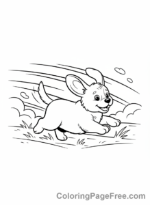 Puppy coloring page - Puppy running field