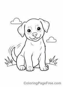 Puppy coloring page - Puppy sitting politely