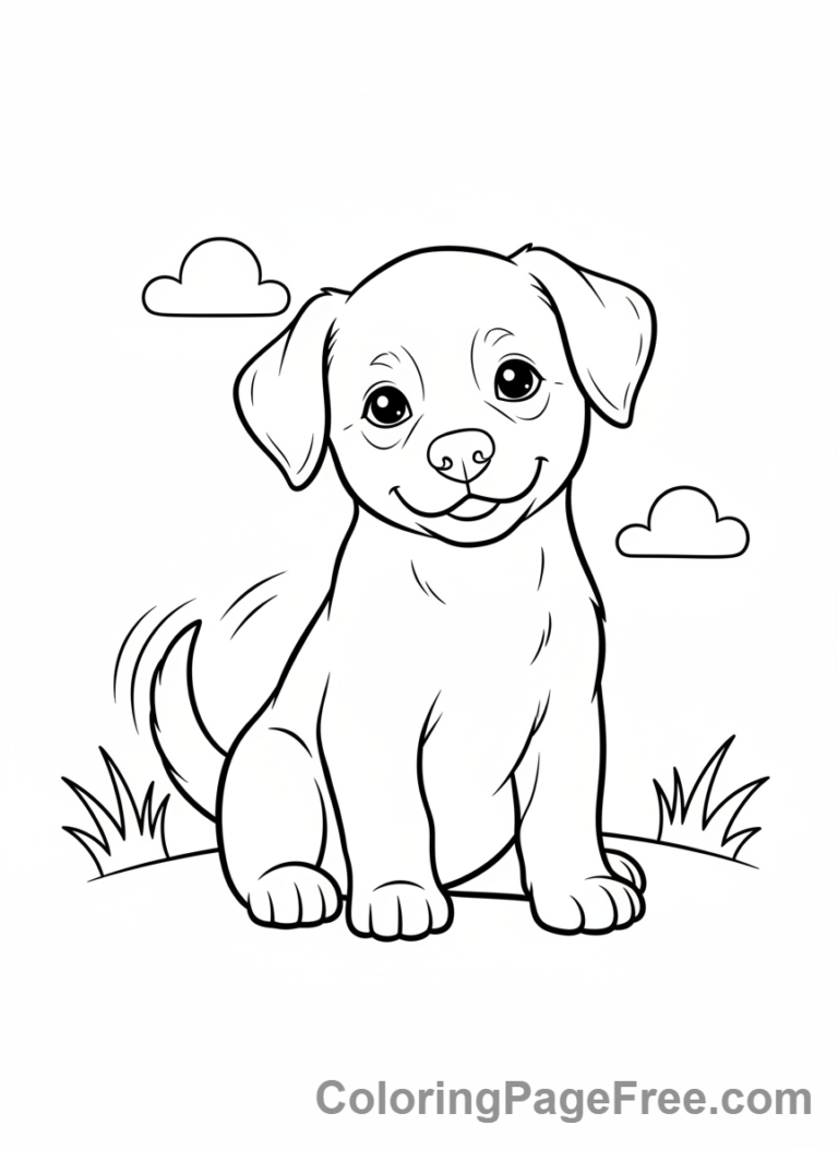 Puppy coloring page - Puppy sitting politely