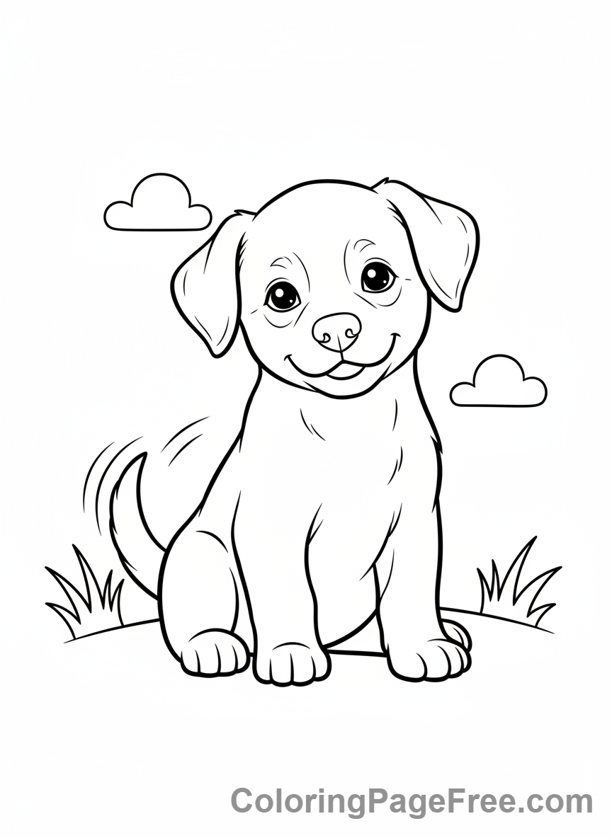 Puppy coloring page - Puppy sitting politely