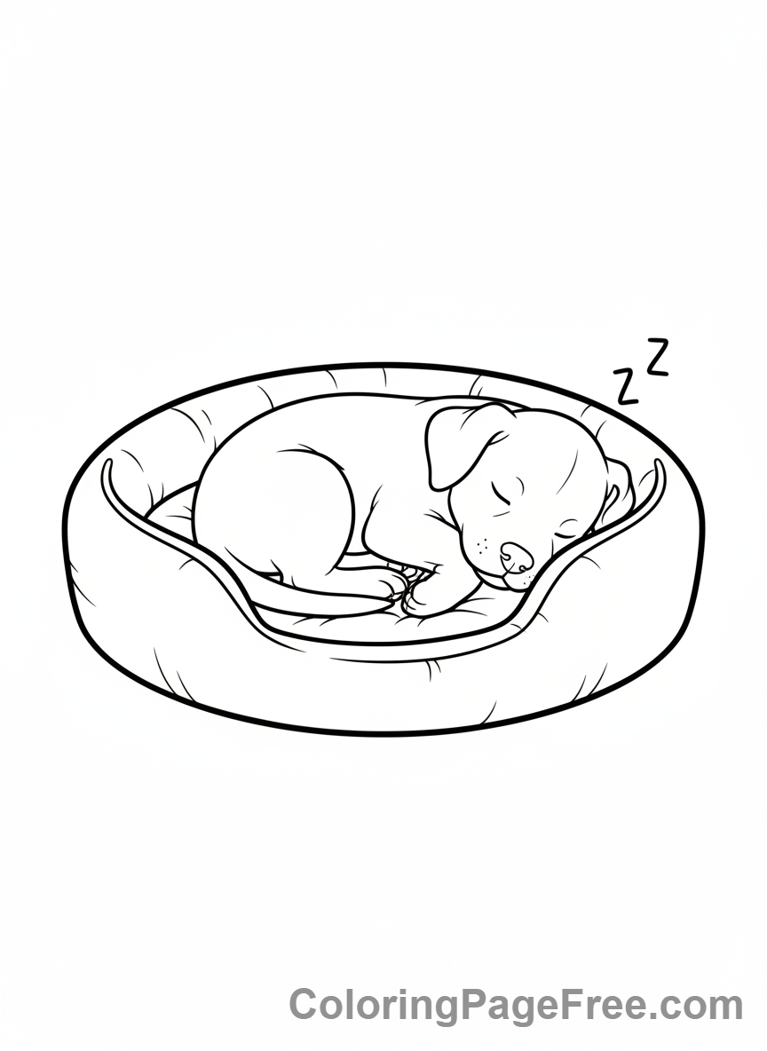 Puppy coloring page - Puppy sleeping curled