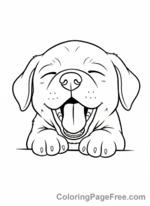 Puppy coloring page - Puppy yawning sleepy