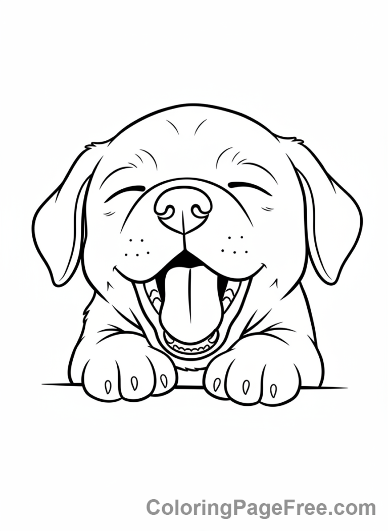 Puppy coloring page - Puppy yawning sleepy