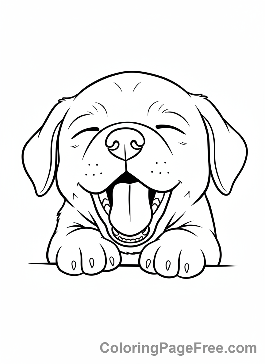 Puppy coloring page - Puppy yawning sleepy