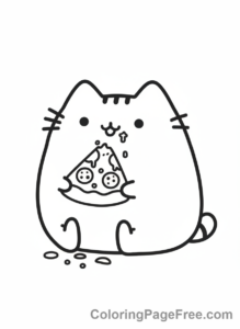 Pusheen coloring page - Pusheen eating pizza slice