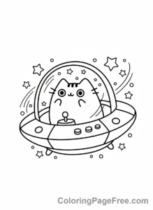 Pusheen coloring page - Pusheen in spaceship