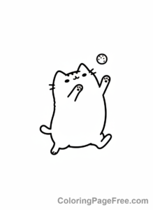 Pusheen coloring page - Pusheen jumping treat