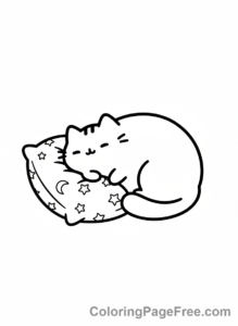 Pusheen coloring page - Pusheen sleeping peacefully