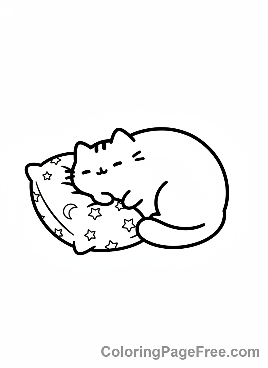 Pusheen coloring page - Pusheen sleeping peacefully