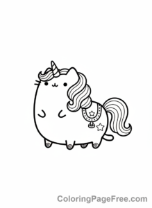 Pusheen coloring page - Pusheen unicorn costume