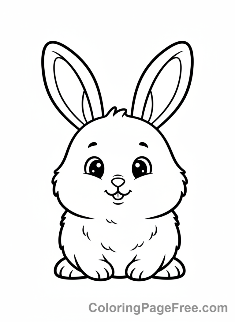 Rabbit coloring page - Bunny close-up cute