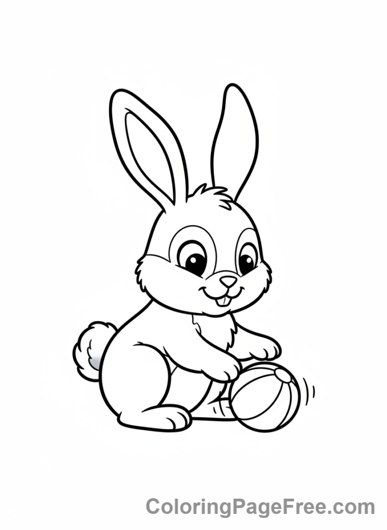 Rabbit coloring page - Bunny playing toy